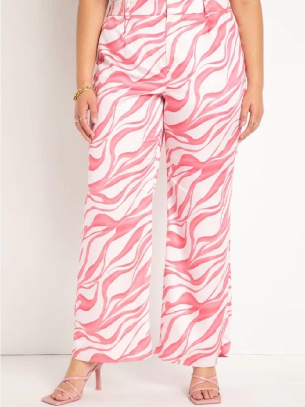 Eloquii Pink Tiger Crush Satin Blazer Pants Suit Set - 18 - EUC - DRY CLEANED - Picture 5 of 9